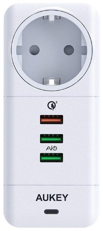 Адаптер питания Aukey USB Wall Socket 1AC+3USB белый