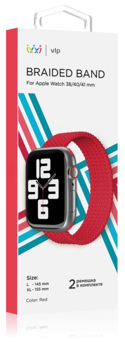 Ремешок VLP нейлоновый плетёный L/XL 2шт для Apple Watch 38/40/41mm красный