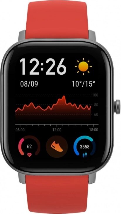 Смарт-часы Amazfit GTS серый с красным ремешком