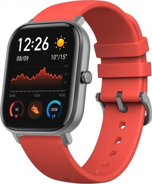 Смарт-часы Amazfit GTS серый с красным ремешком