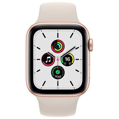 Смарт-часы Apple Watch SE 44mm золотистый с бежевым ремешком