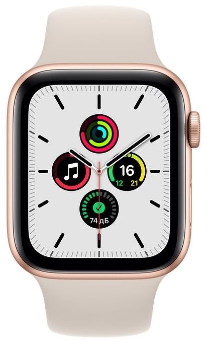 Смарт-часы Apple Watch SE 44mm золотистый с бежевым ремешком ЕСТ