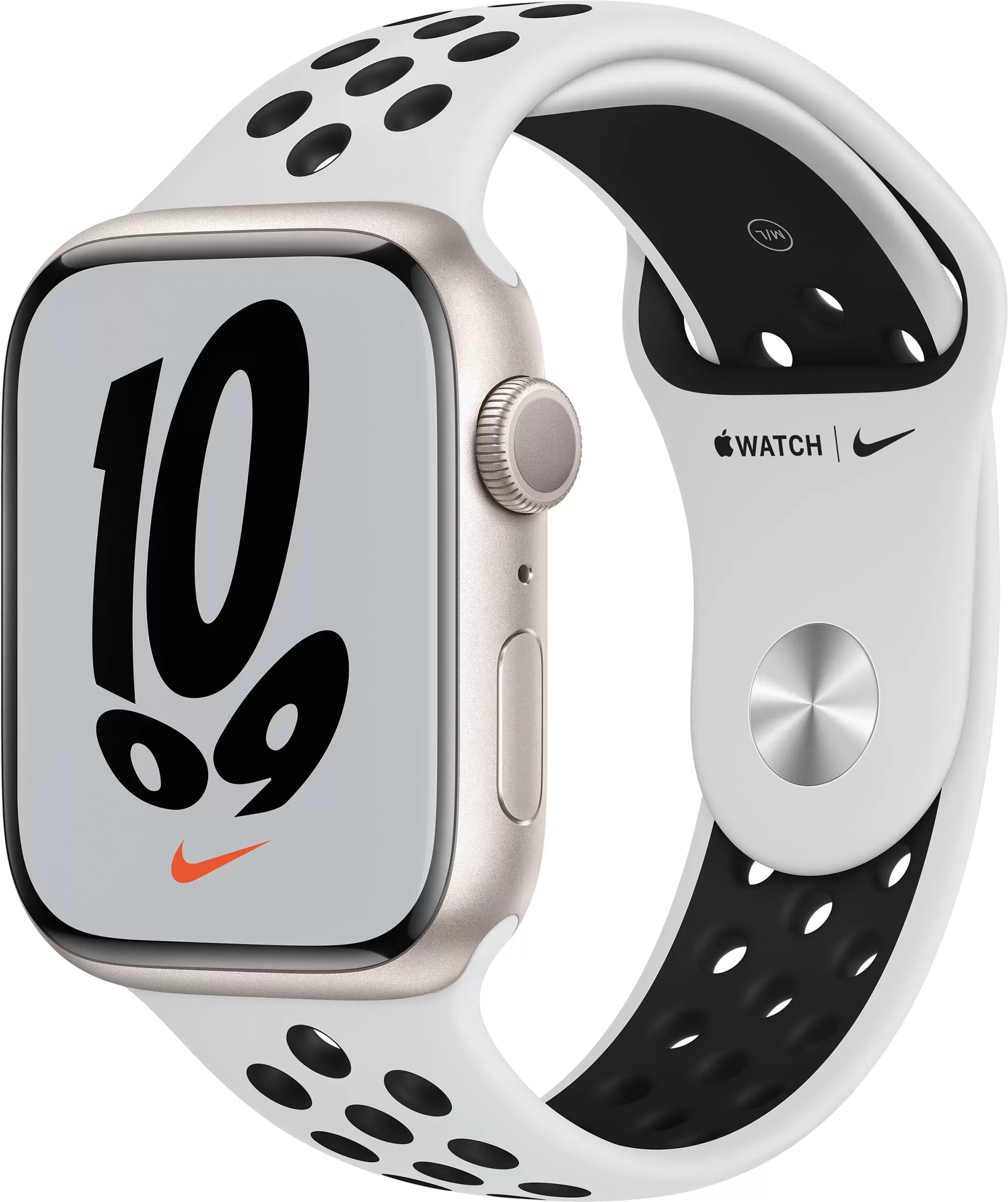 Смарт-часы Apple Watch Series 7 Nike 45mm серый с белым ремешком