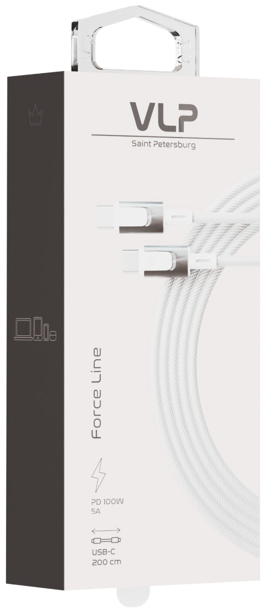 Кабель VLP Force Line Type-C to Type-C 100W 1.2m белый