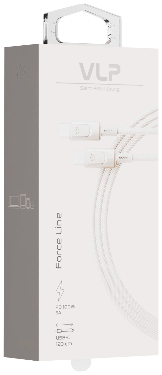 Кабель VLP Force Line Type-C to Type-C 100W 1.2m серый