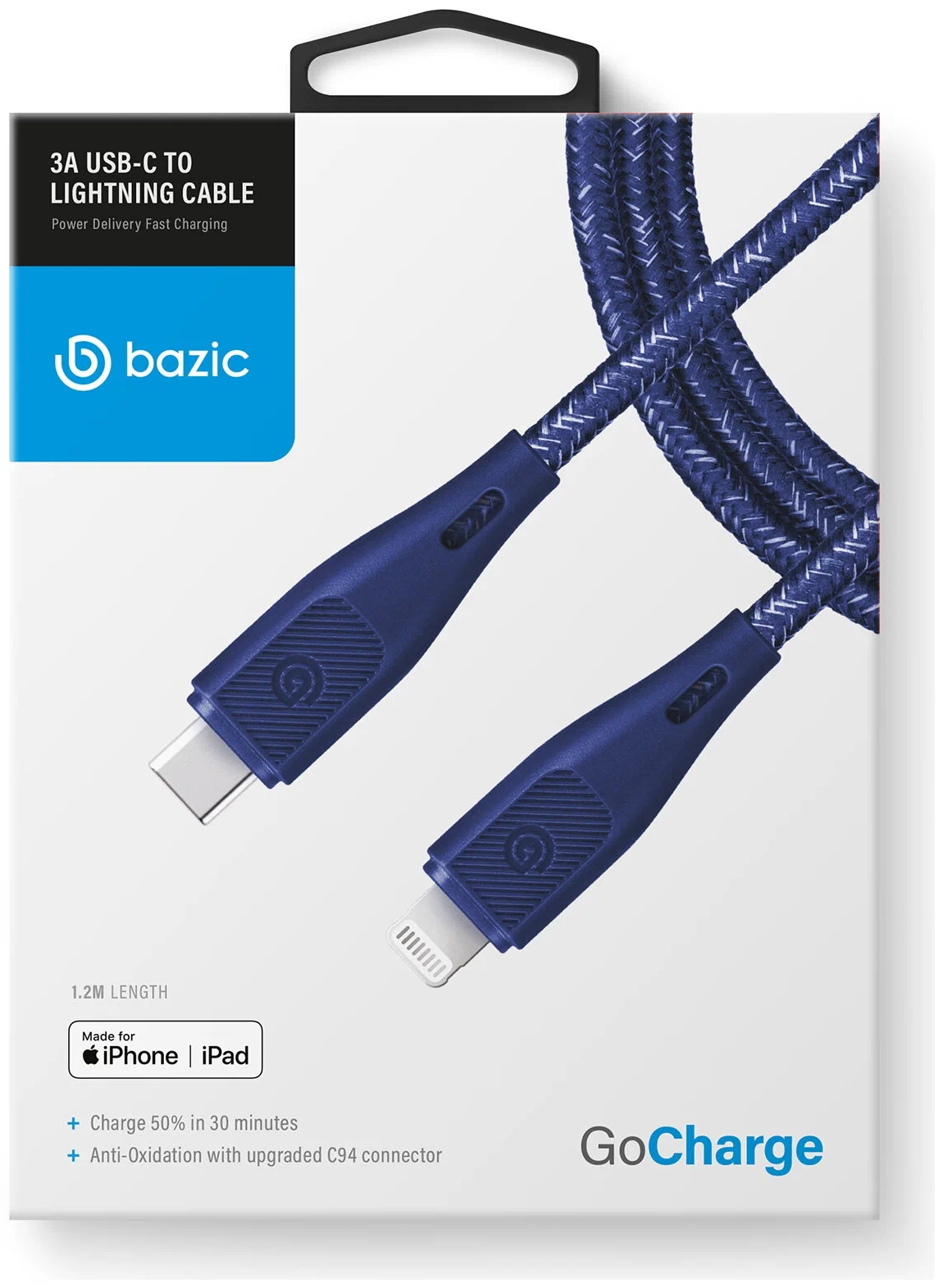 Кабель EnergEA Bazic GoCharge USB-C to Lightning MFI C94 1.2m синий