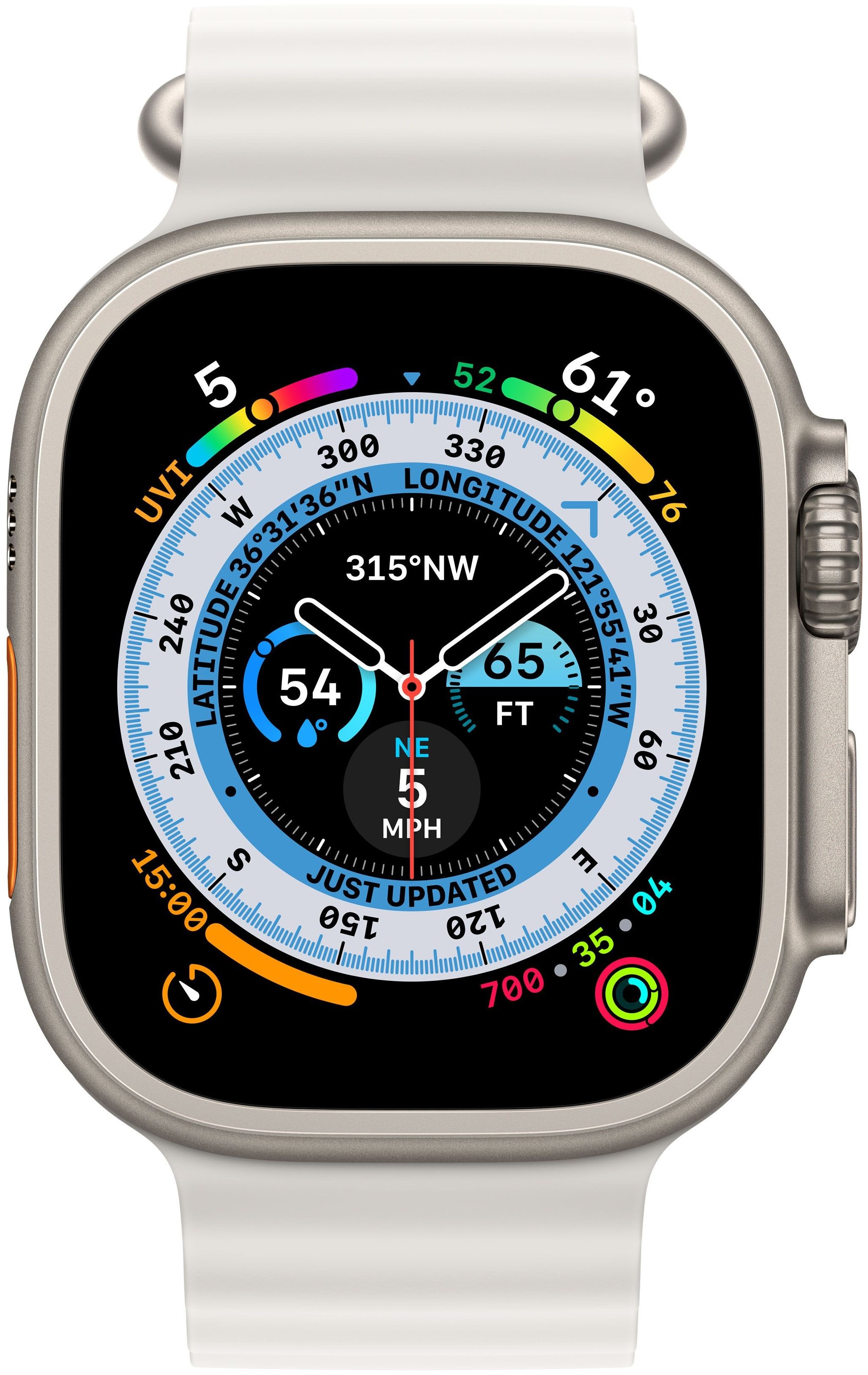 Смарт-часы Apple Watch Ultra 49mm титан с белым Ocean ремешком