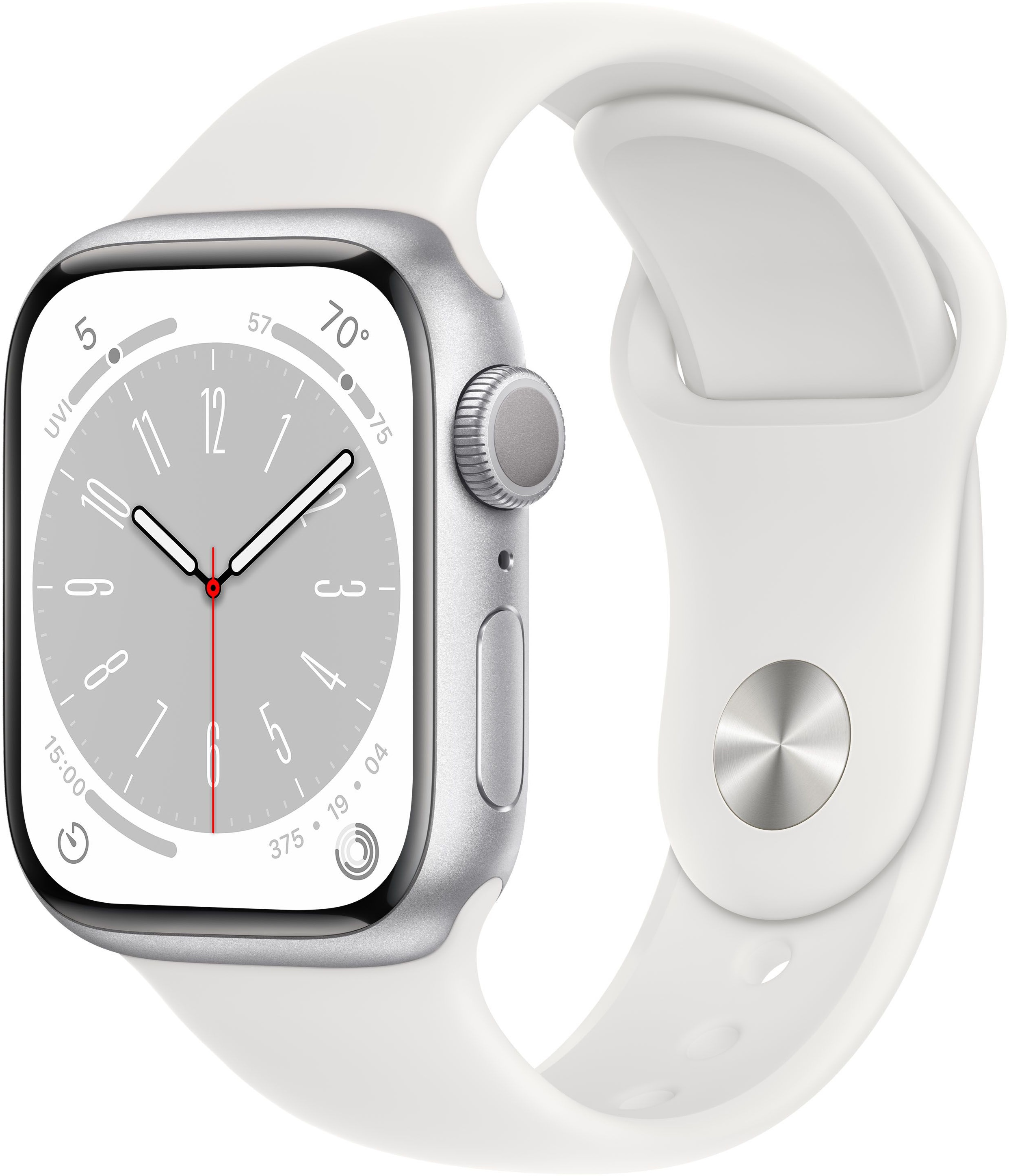 Смарт-часы Apple Watch Series 8 41mm серебристый с белым ремешком