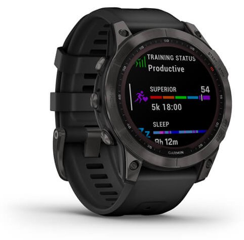 Смарт-часы Garmin Fenix 7S Sapphire Solar серый DLC с черным ремешком