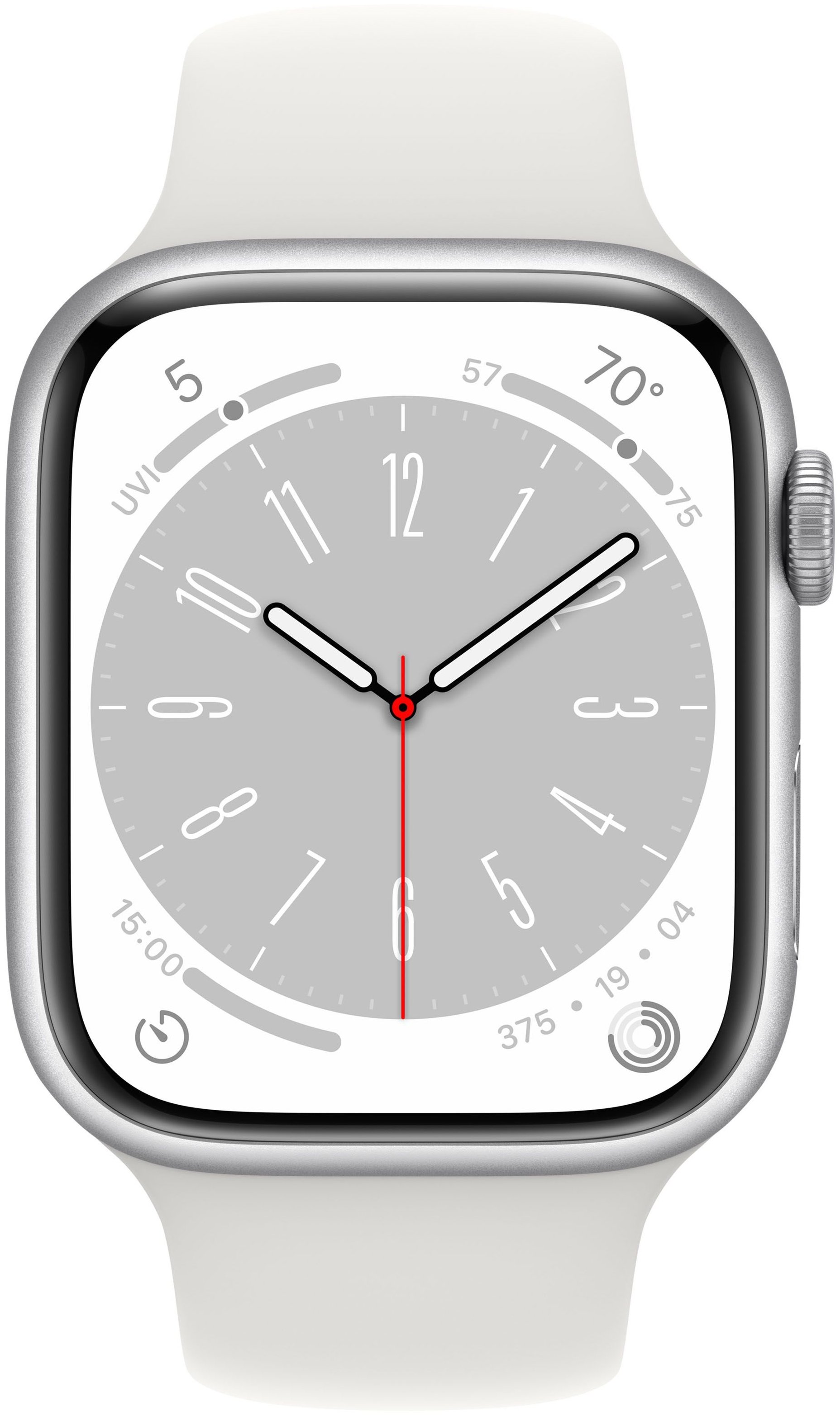 Смарт-часы Apple Watch Series 8 45mm серебристый с белым ремешком