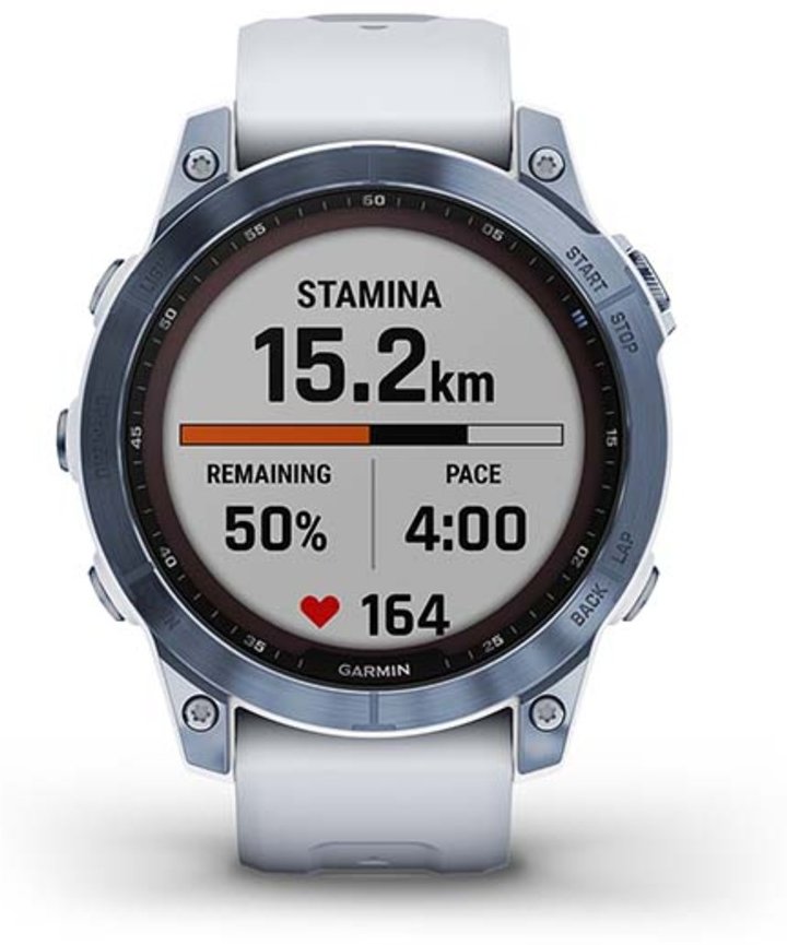 Смарт-часы Garmin Fenix 7 Sapphire Solar синий DLC с белым ремешком