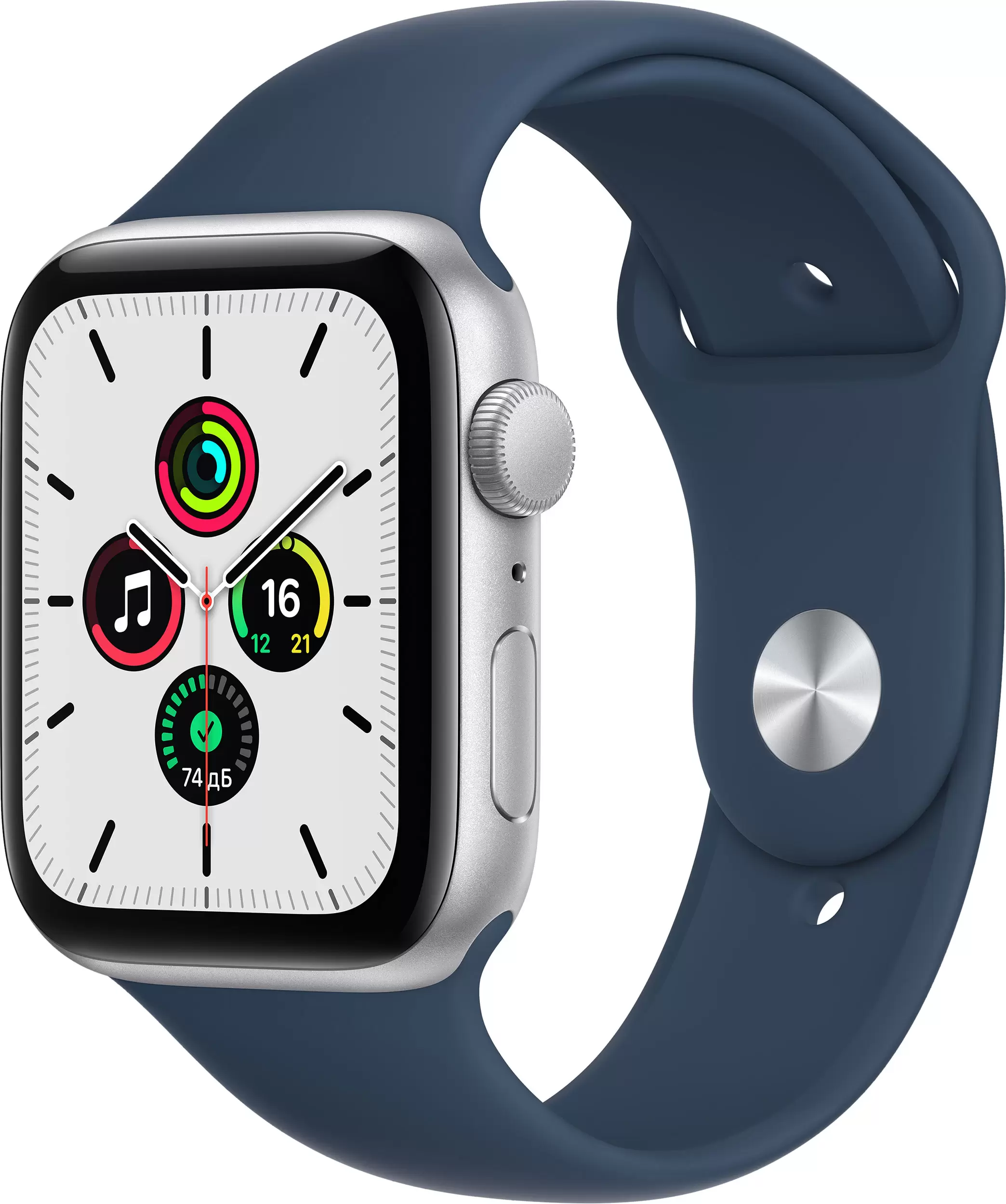 Смарт-часы Apple Watch SE 44mm серебристый с синим ремешком ЕСТ