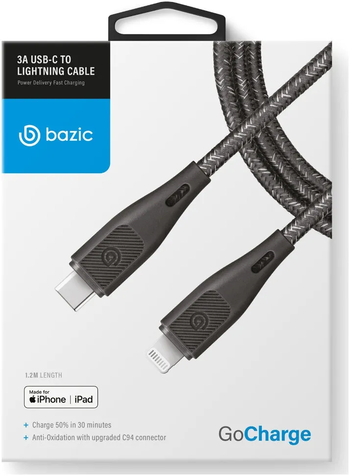 Кабель EnergEA Bazic GoCharge USB-C to Lightning MFI C94 1.5m черный