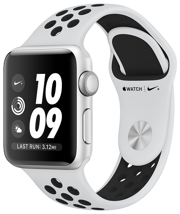 Смарт-часы Apple Watch Series 3 Nike 42mm серебристый с белым ремешком