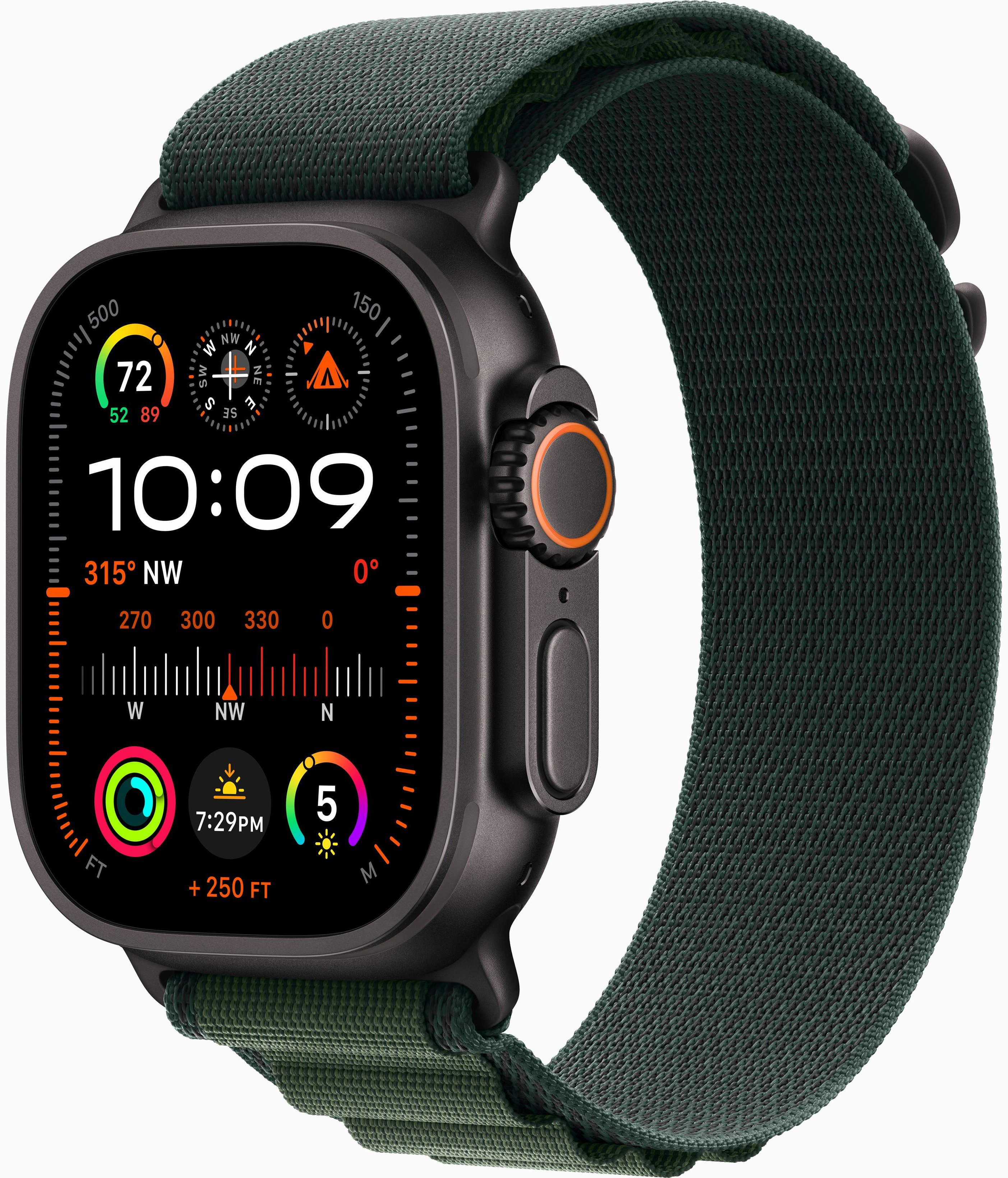 Смарт-часы Apple Watch Ultra 2 2024 49mm черный титан с зеленым Alpine ремешком