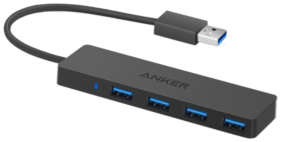 USB-концентратор ANKER 4-Port USB 3.0 Ultra Slim Data Hub черный A7516016