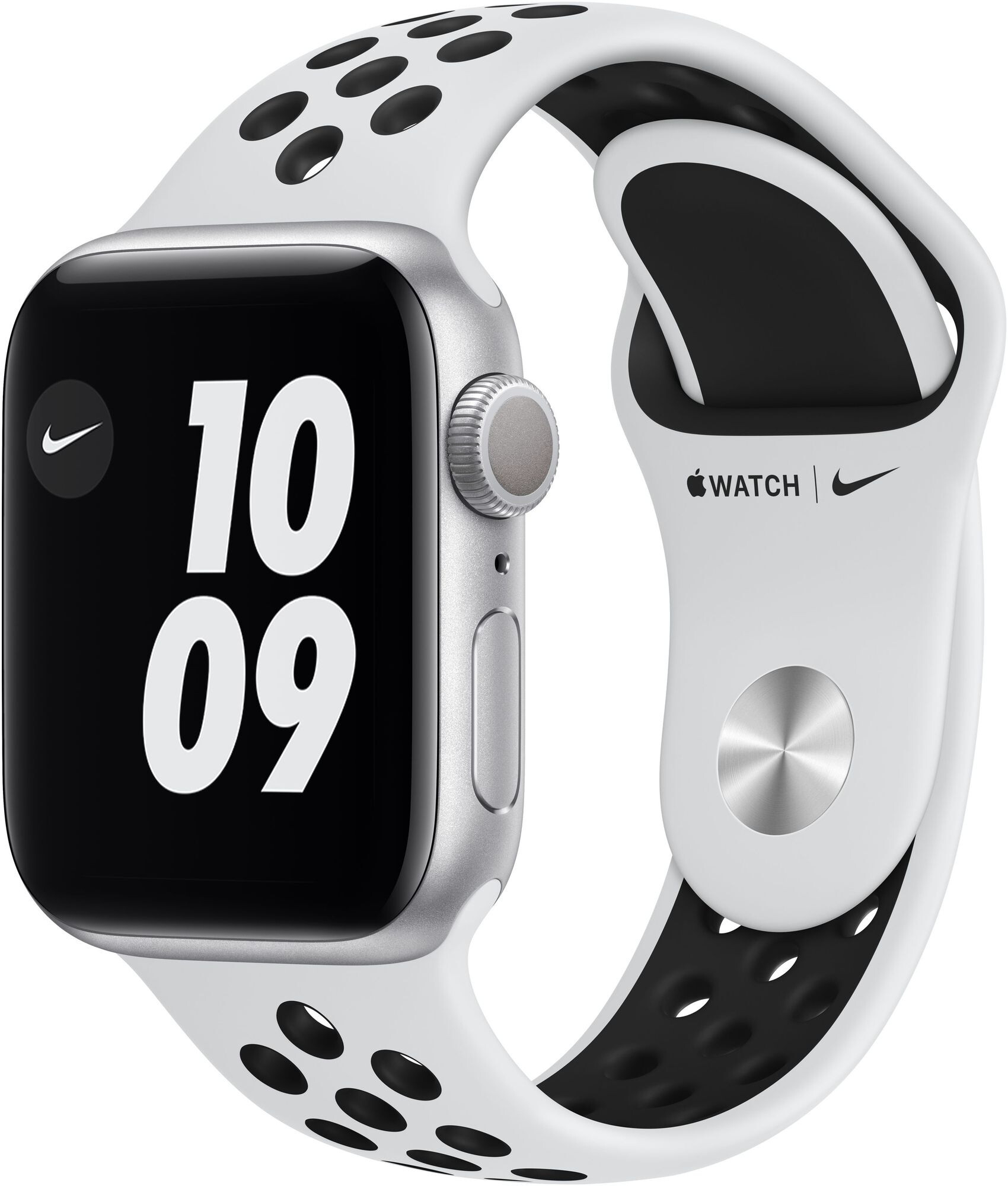 Смарт-часы Apple Watch Series 6 Nike 40mm серебристый с белым ремешком