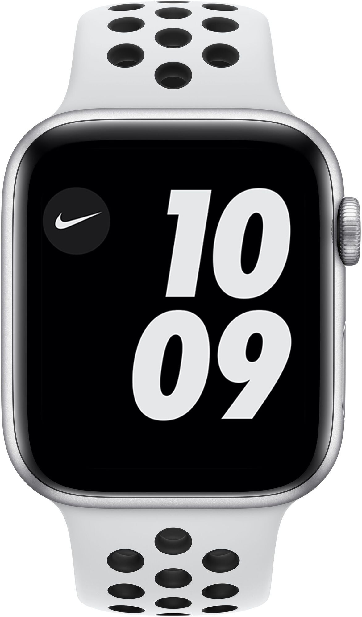 Смарт-часы Apple Watch Series 6 Nike 44mm серебристый с белым ремешком