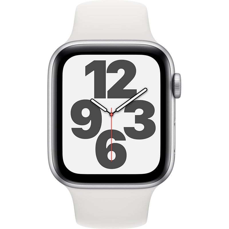 Смарт-часы Apple Watch SE 44mm серебристый с белым ремешком