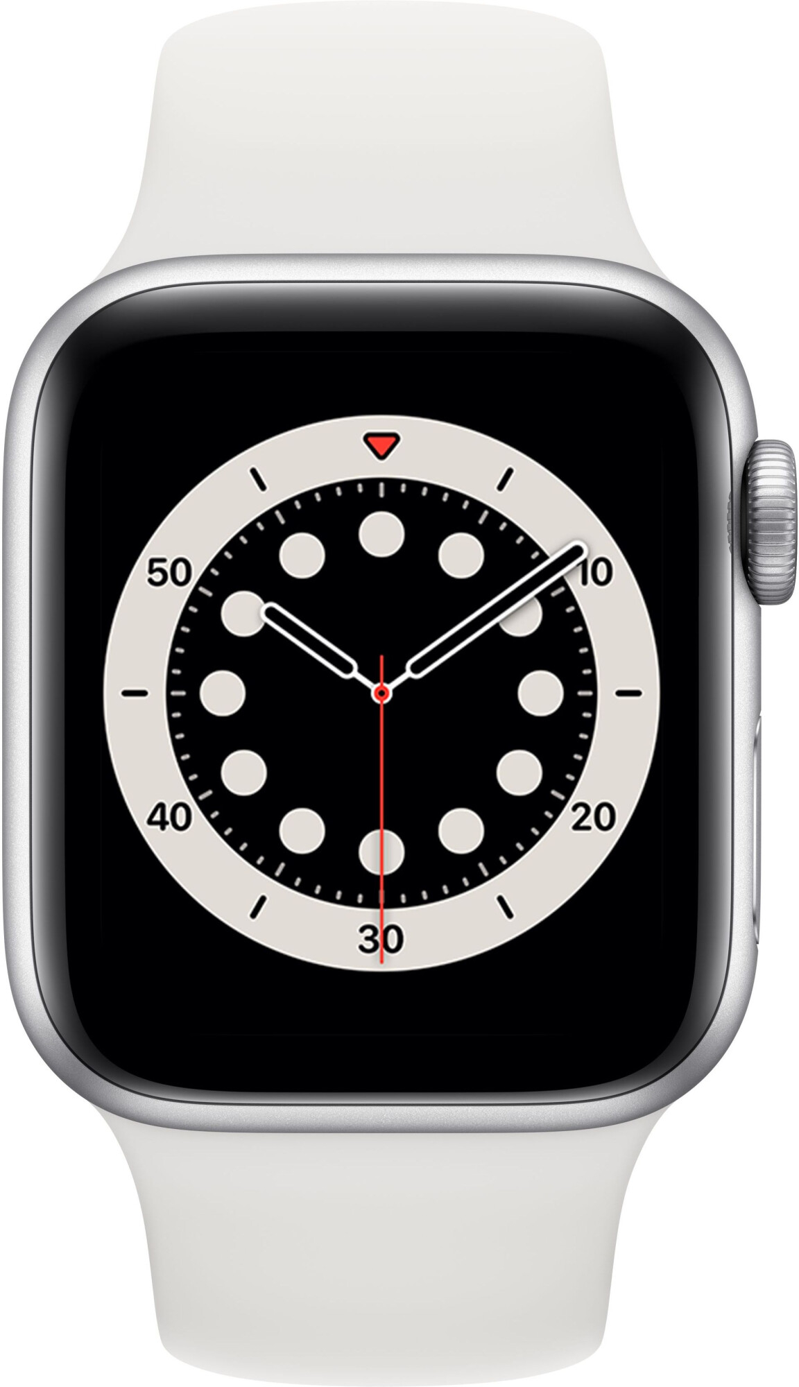 Смарт-часы Apple Watch Series 6 40mm серебристый с белым ремешком