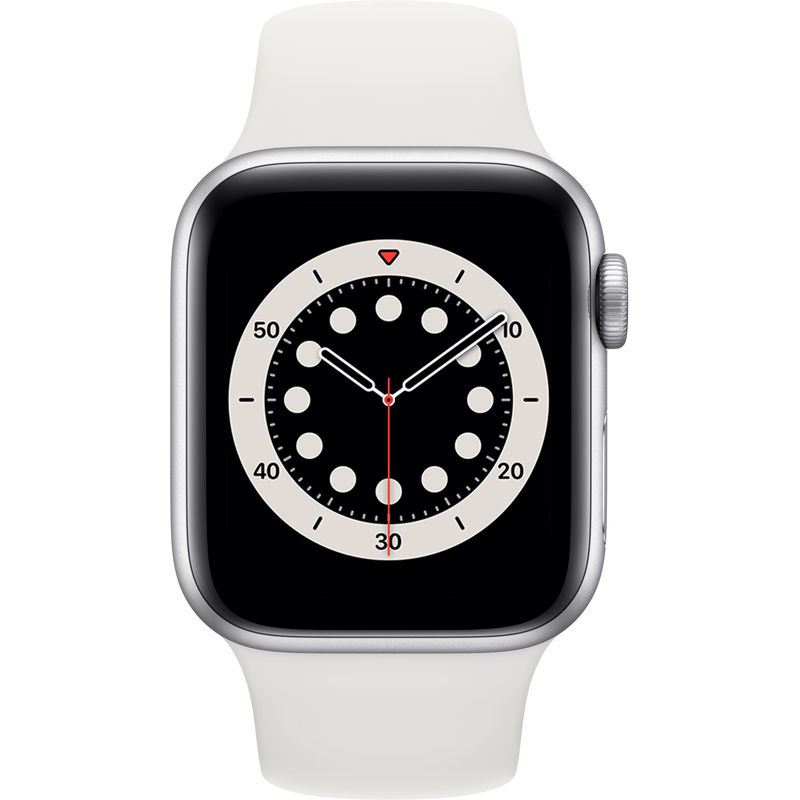 Смарт-часы Apple Watch Series 6 40mm серебристый с белым ремешком