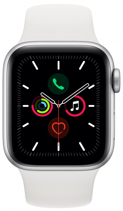 Смарт-часы Apple Watch Series 5 40mm серебристый с белым ремешком