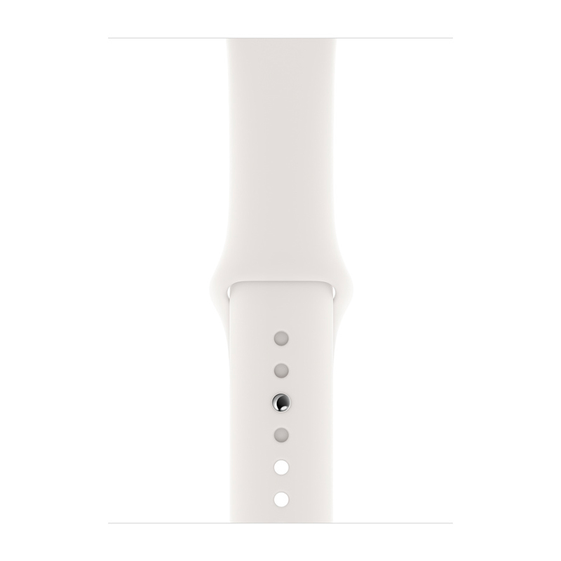 Смарт-часы Apple Watch Series 4 44mm серебристый с белым ремешком 