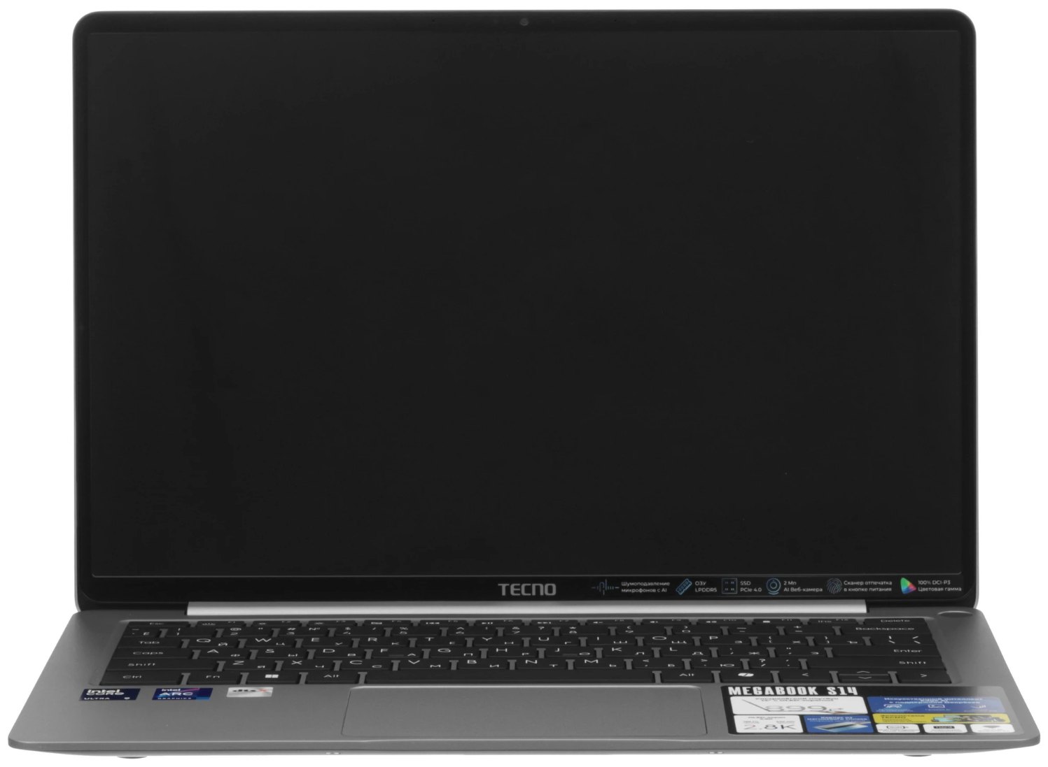 14" Ноутбук Tecno Megabook S14MM i9-185H ULTRA/32GB/2TB SSD/W11H серый 