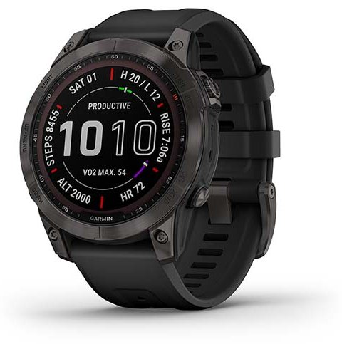 Смарт-часы Garmin Fenix 7S Sapphire Solar серый DLC с черным ремешком