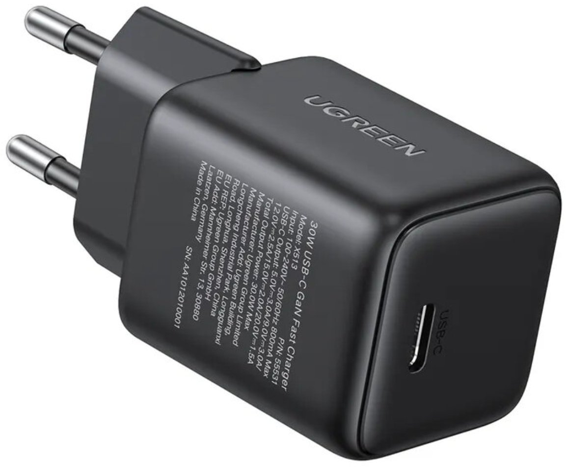 Адаптер питания UGREEN X513 30W USB-C GaN Fast Charger черный